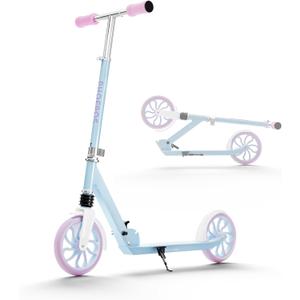 PHOEROS Kick Scooter for Kids Ages 6-12,Teens & Adults, Youth. Lightweight Aluminum Kick Scooter for Teens Adults Boys Girls with 8 inch Big Wheels, Foldable, 3 Height Adjustable, Shock Absorption. (Frozen Blue)