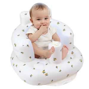 EKEPE Inflatable Baby Seat for Babies 3 Months & Up, Baby Floor Seats for Sitting Up, Baby Seats for Infants, Blow Up Baby Chair with Built in Air Pump - Olive Flower (Beige)