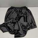 Women Satin Wide Leg Dress Pants Silk Casual Dressy Long Flowy Pants Elastic High Waisted Trousers (X-Small, Black)