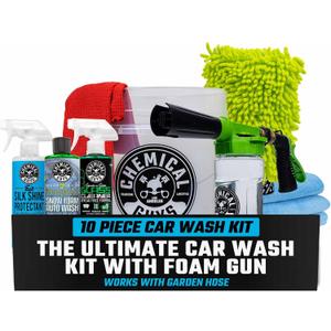 Chemical Guys 10-Piece Arsenal Builder Car Wash Kit with Foam Gun, Bucket, and 3 - 16 fl oz Car Care Products & Chemicals - Works with Garden Hose for Trucks, SUVs, Motorcycles, and More