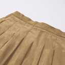 SANGTREE Women Corduroy Pleated Skirts High Waist Winter with Comfy Casual Elastic Band Without Shorts (Small, Khaki)