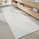 MontVoo Bathroom Runner Rugs,Chenille Absorbent Bath Mat Runner Quick Dry Rubber Backed Bath Runners Non Slip Washable Long Bathroom Rugs,Ultra Thin Bath Rugs Fit Under Door,24"x47",White