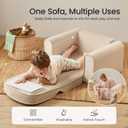 Tiny Land 2-in-1 Foldable Kids Couch with Pockets Soft Thick Toddler Sofa, Lounger Couch, Convertible Kids Chair for Playroom, Bedroom or Living Room, Gift for Boys & Girls(Beige)