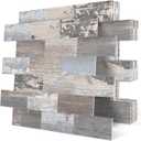 DEWOO Peel and Stick Rustic Backsplash Wall Tile Self Adhesive for Kitchen Farmhouse Faux Wood Look (10-Sheet, 13.5" x 11.4")