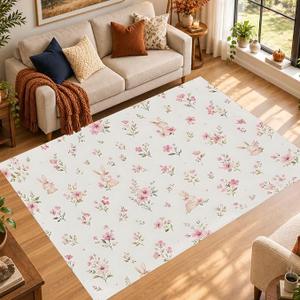 Area Rug Rabbit Flowers Washable Living Room Carpet 6 x 9 ft
Non-Slip, Easy to Clean, Soft, Low Pile for Dining Room Bedroom Office Entryway Hallway