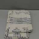 jinchan Boho Stripe Kitchen Curtains and Valance Set Linen Tier Curtains Bohemian Small Window Drapes 36 Inch for Cafe Living Room Bathroom Window Treatments Rod Pocket 3 Pieces Set Blue on Beige