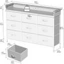 EXOTICA White Dresser with LED Light for Bedroom 9 Drawer Dressers with Charging Station Chests of Drawers for Entryway Closet Living Room Hallway Sturdy Steel Frame Wooden Top Easy Pull Handle, 12.6"D x 44.9"W x 33"H