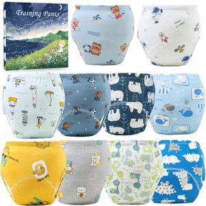 Upairy Potty Training Pants Cotton Absorbent Training Underwear for Toddler Boy and Girls 2T-5T,Soft Absorbent & Leak-Proof with Characters(10PCS,S)