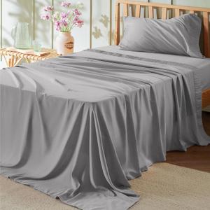 Bedsure Twin Sheets Set - 3 Pieces Soft Twin Bed Sheets - Breathable & Cooling - Hotel Luxury - Easy Care Polyester Microfiber Bedding for Women, Men, Grey