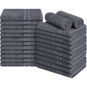 Premium 100% Cotton Hand Towels Set of 24  Quick-Dry, Lightweight, Not Bleach Proof, Absorbent, Bathroom, Salon, Spa & Gym Towels  16x27 Inch (Charcoal Grey)