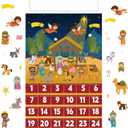 Nativity Advent Calendar, 2026 Christmas Felt Nativity Scene Wall Hanging Advent Calendar with 24 Ornaments Pockets, Reusable Countdown to Christmas Christian Home Craft Decoration for Kids Adults