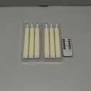 Battery Operated Flameless Taper Candles with Two Remote Timer, 6.4" LED 3D-Wick Window Candles, Flickering Long-Lasting Warm Light Electric Pack of 6 Flameless Candlesticks (0.78" Dia,Ivory)