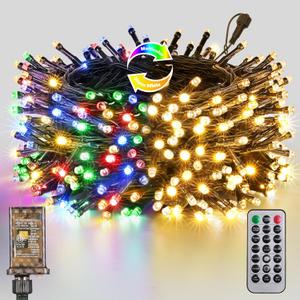Joomer Color Changing Christmas Lights, 100FT 300 LED String Lights with Remote Timer Dimmable Connectable Fairy String Outdoor Waterproof for Christmas Decoration (Warm White to Multicolor)