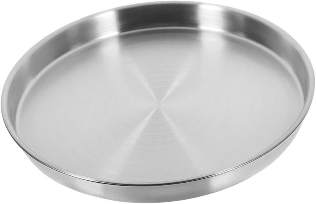 Silver Platter Stainless Steel Plate Round Dinner Plate Serving Dish Trays for Serving Food