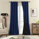 Rutterllow 100% Blackout Curtains 2 Panels, Full Shade 96 Inches Long Complete Drapes for Living Room, Thermal Insulated Bedroom Window Treatment Drapes (Navy Blue, 52x96 inch)