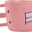 2 x Pink pig ceramics milk coffee pot, kettle, teapot, Cute mug,Creative, funny coffee pots and mugsA white elephant gift for family and friends (small Rabbit teeth cup) (11.8 Ounces)