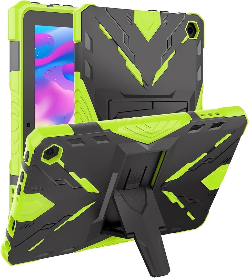 for Kindle Fire 7 Kids Tablet Case 2022 Release 12th Generation Kickstand Heavy Duty Armor Defender Cover (Green 2022)