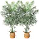 MOSADE Artificial Areca Palm Tree 6Feet Fake Tropical Palm Plant and Handmade Seagrass Basket, Perfect Tall Faux Dypsis Lutescens Plants for Entryway Modern Decor Home Office Porch Balcony Gift,2Pcs