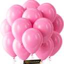 Bezente Pro Duralatex Pink Balloons - 100 Pack 12 inch Extra-Thick Pink Balloons for Long-Lasting Professional Party Decorations, Large Birthday Wedding Gender Reveal Baby Shower (13-pink-g135)