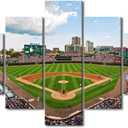 Sports Stadium Canvas Wall Art Wrigley Field in Chicago Paintings Chicago Cubs Prints on Canvas Modern Artwork Pictures for Living Room Bedroom Wall Decor Giclee Framed Ready to Hang, 60"Wx40"H