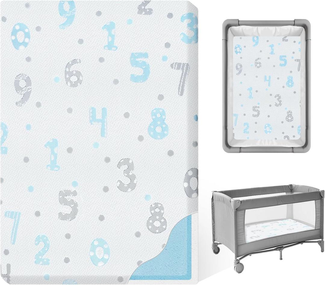 Pack and Play Mattress Pad - 38"x26"x3" Dual-Sided Memory Foam Pack N Play Mattresses - Portable Baby Crib Mattress with Breathable Removable Cover (Blue)