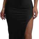 ELLEVEN Two Piece Maxi Skirt Sets for Women, Square Neck Tank Tops with High Side Slit Dress Sets Summer Outfits (Small, Black)