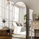 57" x 20" Arched Full Length Mirror - Wall Mounted/Floor Mirror Aluminum Alloy Frame Full Body Mirrors for Bathroom Living Room Bedroom and Entryway,Black