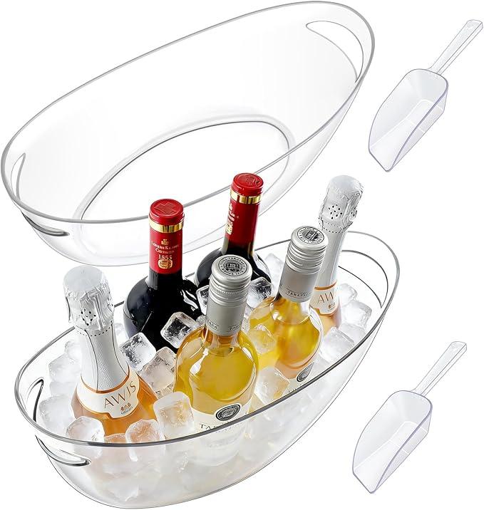 7.5L Ice Buckets for Parties, 2-Pack Clear Beverage Tub, Champagne Bucket
Wine Bucket with Scoop, Drink Tubs for Parties, Outdoor Party Essentials, Mimosa Bar, Bridal Shower, Drink Bucket Chiller