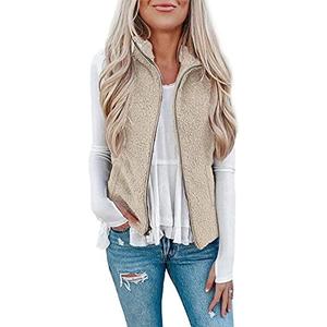 LOMON Womens Fuzzy Sherpa Fleece Jacket Lightweight Vest Cozy Sleeveless Cardigan Zipper Waistcoat Outerwear with Pocket, Size M LOMON Womens Fuzzy Sherpa Fleece Jacket Lightweight Vest Cozy Sleeveless Cardigan Zipper Waistcoat Outerwear with Pocket, Size M