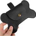 Dog Poop Bag Holder Dispenser Reusable Leash Attachment for Convenient Waste Collection for Walking Outdoor Pet Accessory Black, 2 Pack