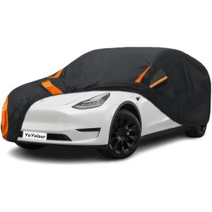 10-Layer Compatible with Tesla Model Y Car Cover Waterproof All Weather for Automobiles, Outdoor Full Cover Soft Cotton Lining with Door Zipper, Fit for Model Y 2020-2025