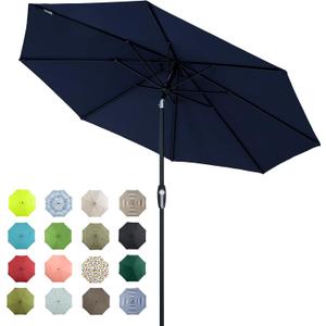 Tempera Patio Market Outdoor Table Umbrella with Auto Tilt and Crank, Large Sun Umbrella with Sturdy Pole & Fade Resistant Canopy, Easy to Set