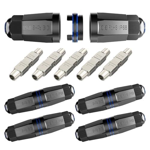 VCELINK CAT7 Shielded Waterproof Ethernet Coupler IP68 – Supports PoE and Outdoor use, Tool Less Ethernet Cable Extender PoE+ for Cat7/Cat6A Network Cables, 4 Pack