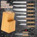 23 Pcs Kitchen Utensils Set, 15 Pcs High Carbon Stainless Steel Kitchen Knife and 8 Pieces Wooden Cooking Utensils Set, Easy to Clean, Suitable for Non-Stick Cookware