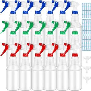 Yinder 18 Pcs 16 Oz Plastic Spray Bottle Bulk Empty Refillable Spray Bottles for Cleaning Solution Leak Proof Water Sprayer with Adjustable Nozzle Mist/Stream Mode(Red, Blue, Green)