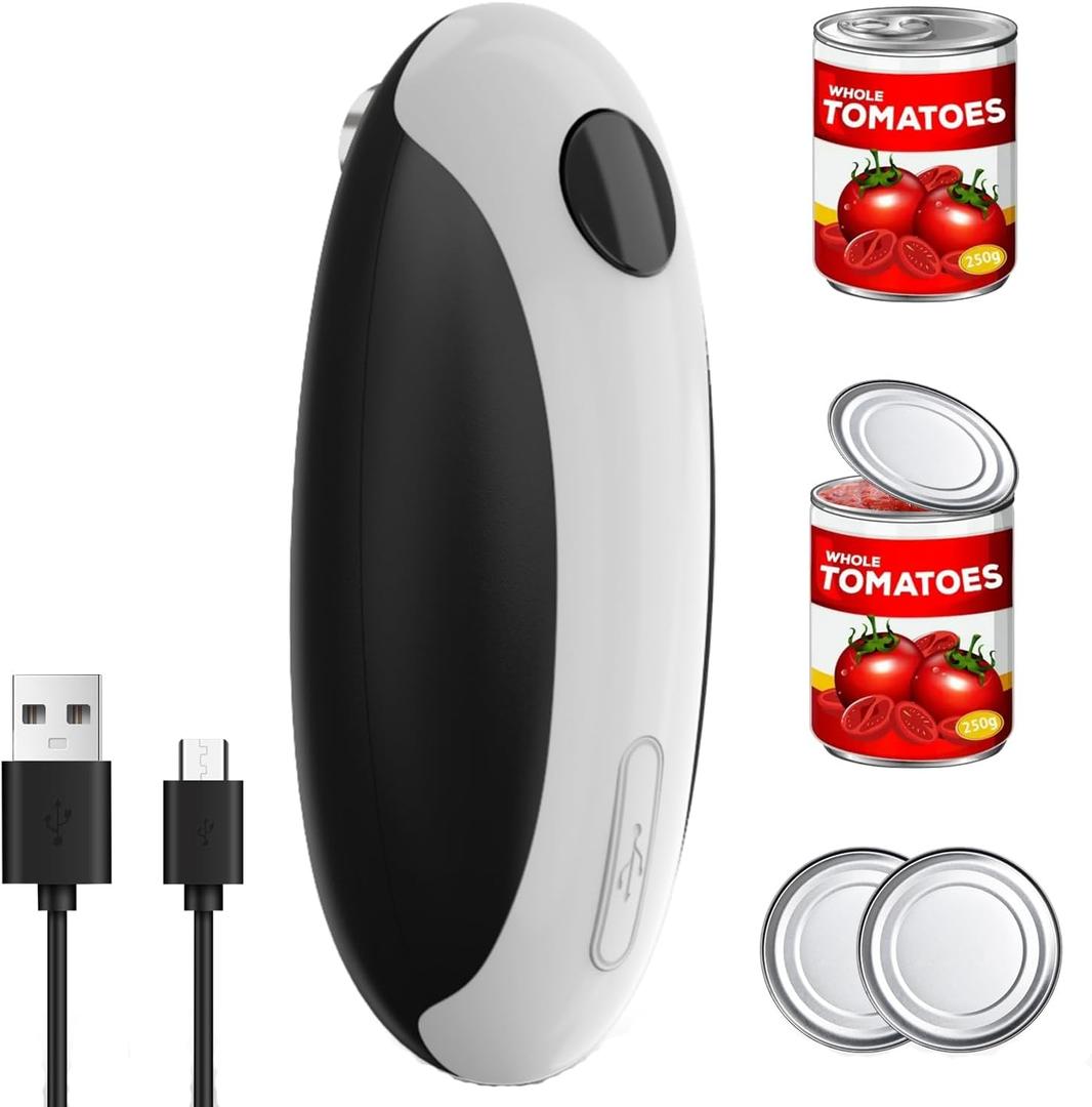 Electric Can Opener, Can Opener Electric Fits All Can Sizes, One Touch USB Rechargeable Electric Can Opener for Kitchen and Seniors with Arthritis, Chef, Automatic Can Opener, Portable Kitchen Gadgets