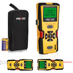 PREXISO 5-in-1 Stud Finder with Laser Level Marking & Ultrasound Distance Measure - Wall Scanner Beam Finders for Dry Interior Walls, Metal Studs - Area, Volume, Addition | Wood, AC Wire Detector