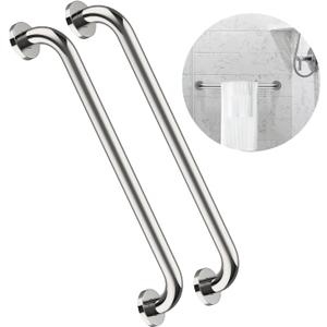 2 Pack 24 Inch Shower Grab Bar, ZUEXT Chrome Stainless Steel Bathroom Grab Bar Handle, Bathroom Shower Balance Bar, Safety Hand Rail Support, Handicap Elderly Senior Assist Bath Handle(1.25" Diameter)