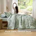Bedsure Queen Comforter Set - 7 Pieces Floral Sage Green GentleSoft Bedding Sets, Queen Bed in a Bag with Botanical Flowers Winter Comforter, Sheets, Pillowcases & Shams