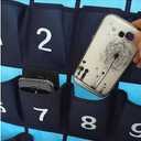 Numbered Pocket Chart Over Door Hanging Classroom Organizer for Cell Phones Calculators Holders Blue (30 POCKETS)