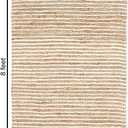 FRELISH DECOR Area Rug 5x8 feet - Premium Wool and Jute Blend Handwoven Rugs - Natural Fiber Chunky Stripe Design for Living Room, Bedroom, Hallways, Dining Area(5' x 8' - Natural Ivory)