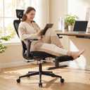 Ergonomic Office Chair with Footrest and Dynamic Lumbar Support, Black, High Back