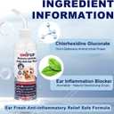 Dog Ear Cleaning SolutionEar Infection Treatment for Dogs & Cats to Mitigate Itching, Inflammation, and Odor for Maintaining Ear Hygiene, with 30 Cotton Swabs, 4 oz