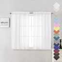 Lecloud White Sheer Curtains 45 Inch Long 2 Panels, Short Voile Drapes for Dinning Small Windows, Light Filtering Voile Curtain for Living Room Bedroom Bathroom, Dual Rod Pocket, 40" Wx45 L