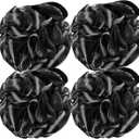  Loofah Bath Sponge, 4 Pack 60g for Women and Men, Black