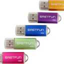 EASTFUN 5Pcs 8GB USB Flash Drive USB 2.0 Flash Memory Stick Thumb Stick Pen(Five Mixed Colors: Blue Purple Rose Green Gold)