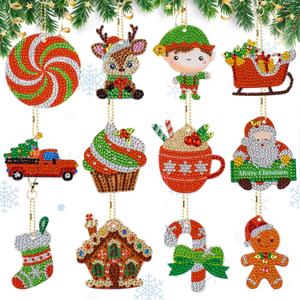 Harkta Christmas Diamond Painting12 Pcs Diamond Art 5D DIY Christmas Ornaments Crafts for Adults Diamond Art Keychains Hanging Diamond Painting Kits
