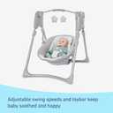 Graco Slim Spaces Compact Baby Swing, Space Saving Portable Bay Swing with Height Adjustable Legs & Soft Toys, Reign