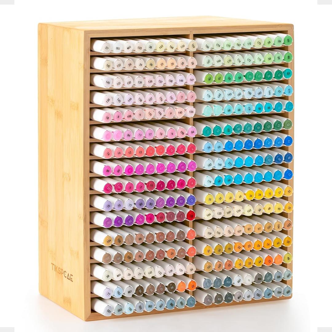 Marker Organizer for 288 Markers,Bamboo Wooden Desk Storage Organizer Rack,Markers Pens Pencils Art Brushes Storage Holder for Home Classroom Office Decor