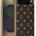 Phone Case for Google Pixel 10 Pro Silicone Leather Slim Cover Women Men, Aesthetic Luxury for Google Pixel 10 Pro Case Full Camera Protection Anti-Scratch Shockproof (Monogram)